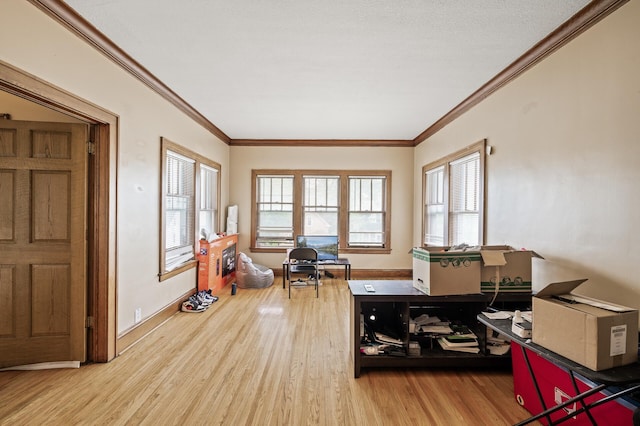 3725 Fremont Ave N, Minneapolis, MN 55412 - home office with wood finished floors, ornamental molding, and baseboards