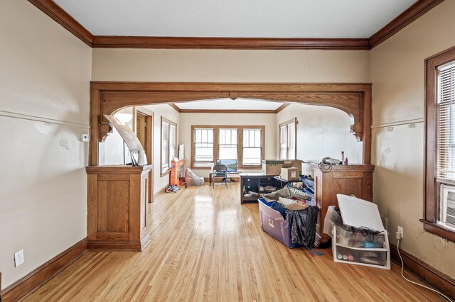 3725 Fremont Ave N, Minneapolis, MN 55412 - corridor with crown molding, wood finished floors, and baseboards