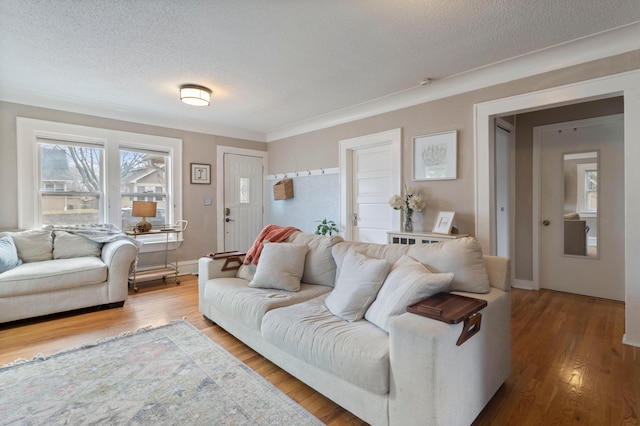 5236 42nd Ave S, Minneapolis, MN 55417 - living area featuring a textured ceiling and wood finished floors