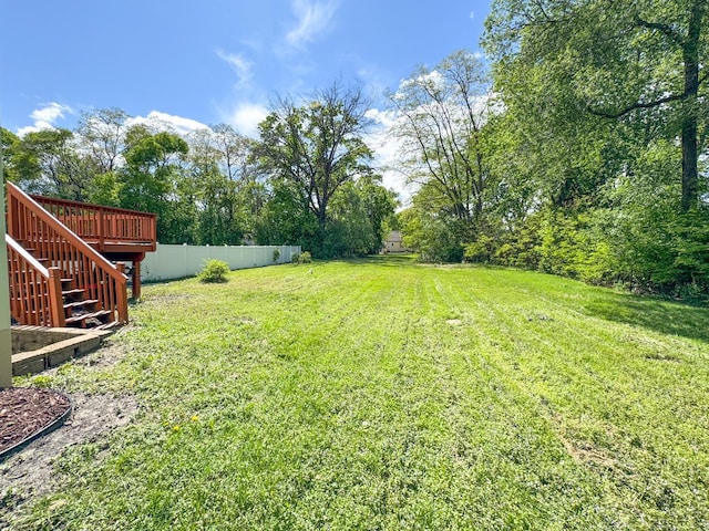 7658 Silver Lake Rd, Mounds View, MN 55112 - view of yard featuring stairs and a deck