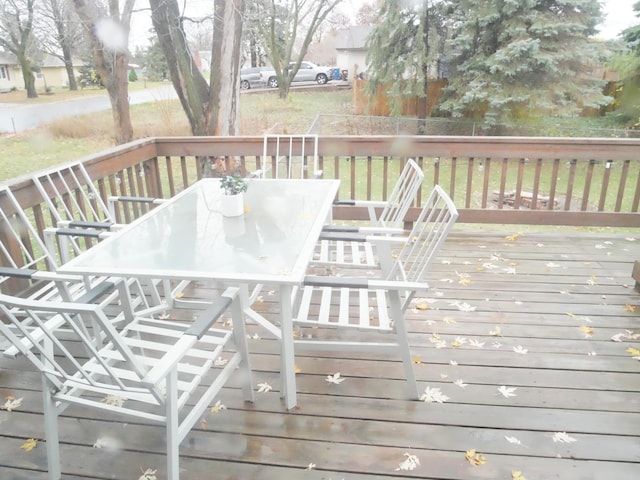 1996 Kingston Ave E, Maplewood, MN 55109 - wooden deck featuring outdoor dining area