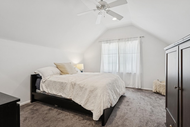 5604 14th Ave S, Minneapolis, MN 55417 - bedroom with vaulted ceiling, carpet, a ceiling fan, and baseboards