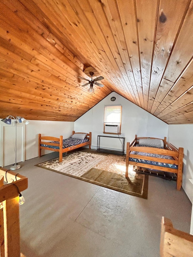 2145 Big Deep Lake Dr NW, Hackensack, MN 56452 - bedroom with lofted ceiling, wood ceiling, and cooling unit
