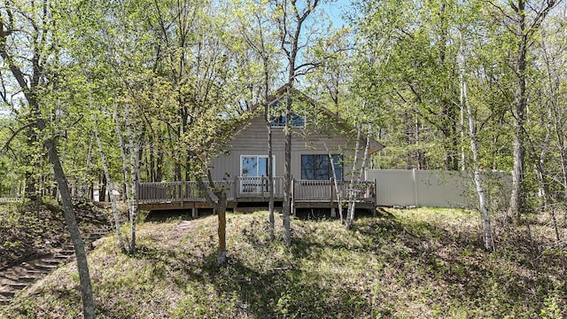 2145 Big Deep Lake Dr NW, Hackensack, MN 56452 - rear view of property with a wooden deck