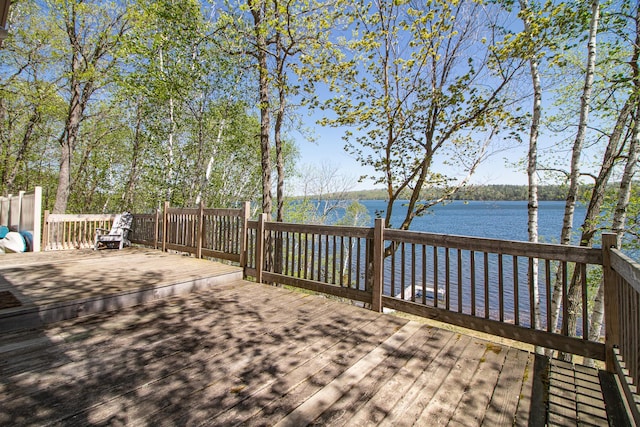 2145 Big Deep Lake Dr NW, Hackensack, MN 56452 - wooden terrace featuring a water view