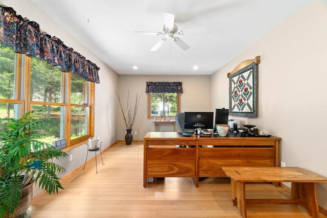 903 Ingalls Rd, Menomonie, WI 54751 - office space with a ceiling fan, light wood-style flooring, and baseboards
