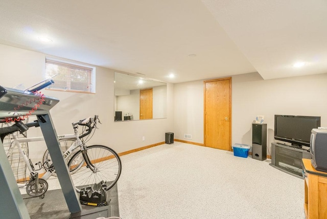 903 Ingalls Rd, Menomonie, WI 54751 - exercise area with carpet flooring, baseboards, and recessed lighting