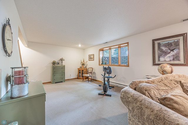 5916 Elm St N, Moorhead, MN 56560 - workout room featuring light colored carpet, baseboards, and baseboard heating