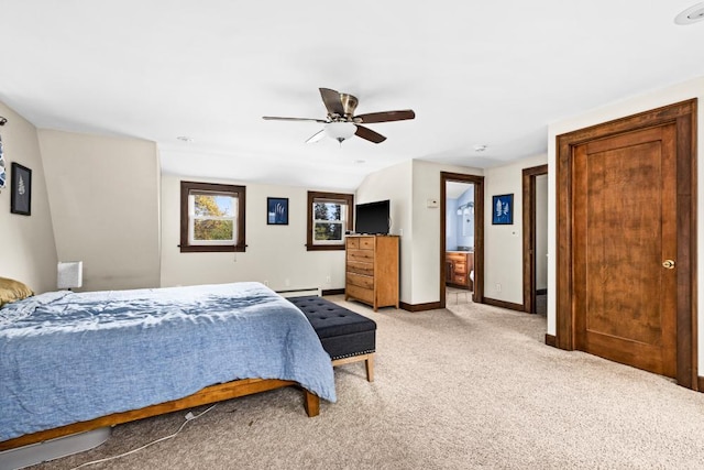 4031 Regent St, Duluth, MN 55804 - bedroom featuring light colored carpet, baseboards, a baseboard heating unit, and a ceiling fan