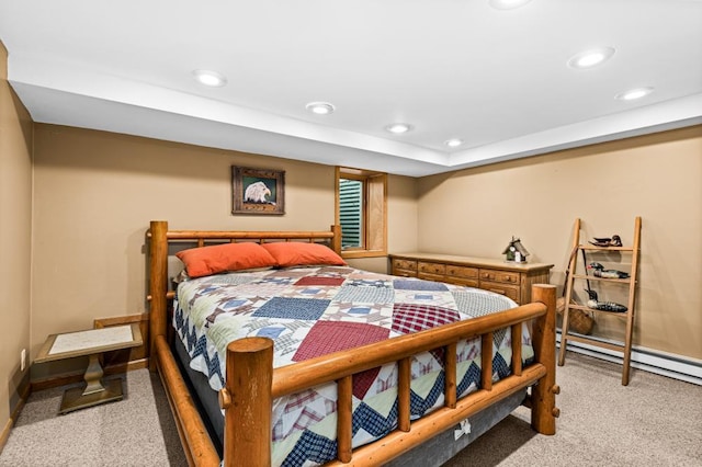 4031 Regent St, Duluth, MN 55804 - bedroom with recessed lighting, light colored carpet, baseboards, and baseboard heating