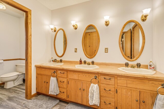 2816 29th Ave NE, Saint Anthony, MN 55418 - full bath featuring double vanity, wood finished floors, and toilet