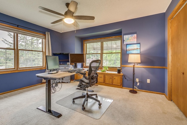 2816 29th Ave NE, Saint Anthony, MN 55418 - home office with carpet, healthy amount of natural light, ceiling fan, and baseboards
