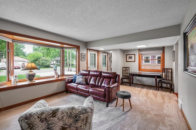 5404 Welcome Ave N, Crystal, MN 55429 - living area with light colored carpet, a textured ceiling, and baseboards