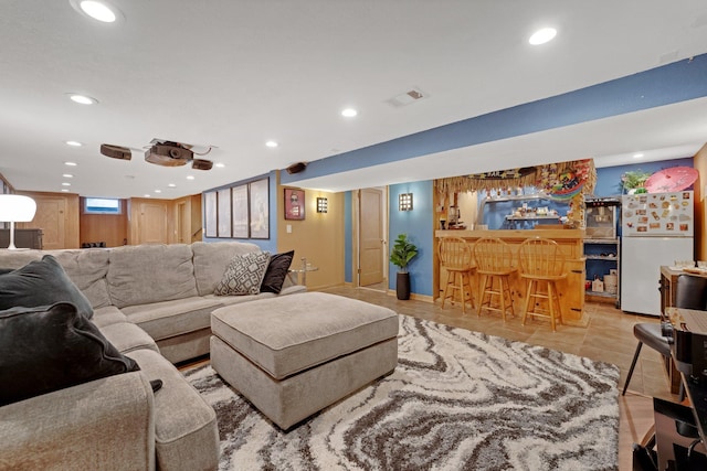 4600 3rd St NE, Fridley, MN 55421 - living area featuring a bar and recessed lighting