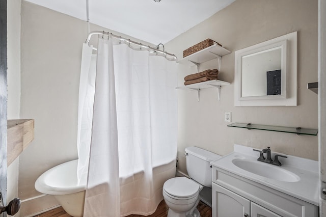 4312 Nokomis Ave, Minneapolis, MN 55406 - full bathroom with toilet, shower / bath combo with shower curtain, and vanity
