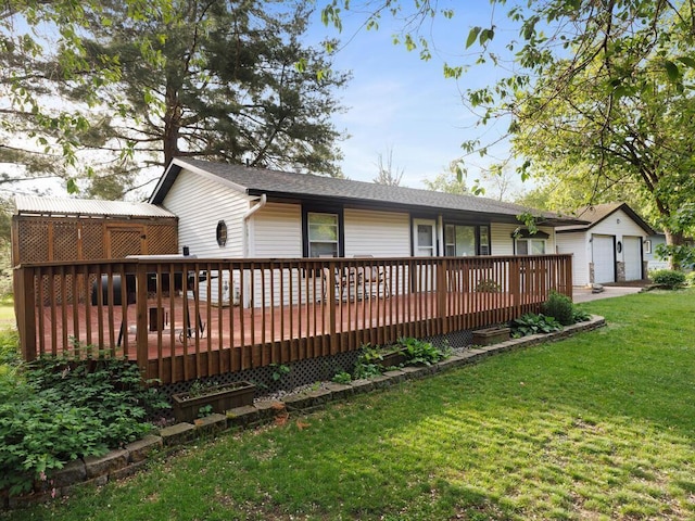 38609 Branch Ave, North Branch, MN 55056 - rear view of house with a yard and a wooden deck
