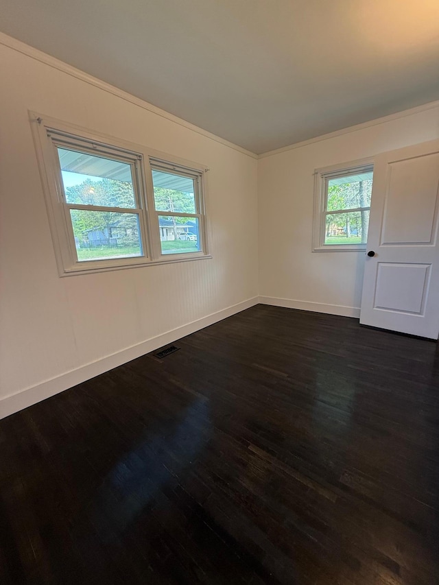 123 Birchridge Dr, Brainerd, MN 56401 - spare room with dark wood-style floors, baseboards, and ornamental molding