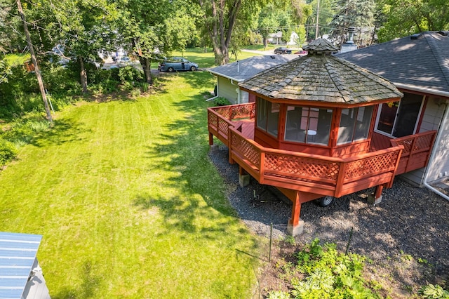 1357 64th Ave NE, Fridley, MN 55432 - view of grassy yard featuring a wooden deck