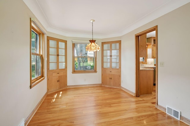 4932 Cedar Ave S, Minneapolis, MN 55417 - unfurnished dining area with healthy amount of natural light, light wood-style floors, and a chandelier