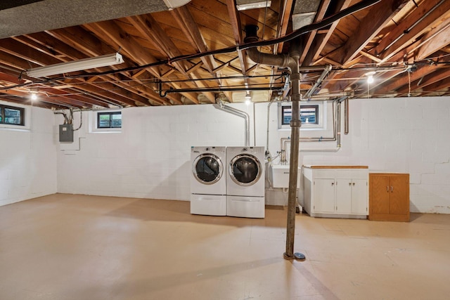 4932 Cedar Ave S, Minneapolis, MN 55417 - basement featuring separate washer and dryer and electric panel