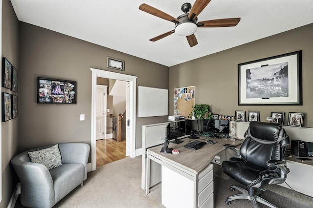 26042 Sunset Dr, Chisago City, MN 55013 - office space featuring a ceiling fan and light carpet