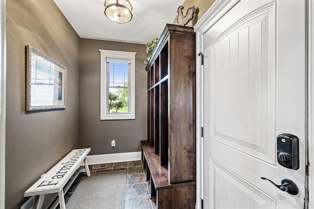 26042 Sunset Dr, Chisago City, MN 55013 - mudroom with baseboards and a textured ceiling