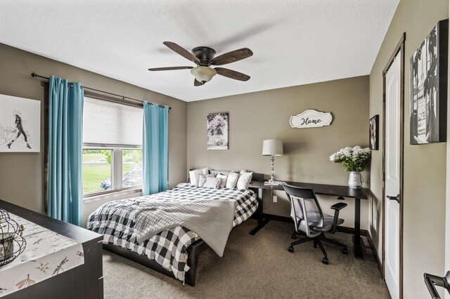 26042 Sunset Dr, Chisago City, MN 55013 - bedroom featuring carpet floors, a ceiling fan, and an office area