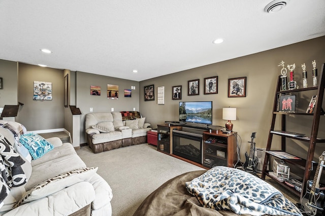26042 Sunset Dr, Chisago City, MN 55013 - carpeted living room with recessed lighting and baseboards