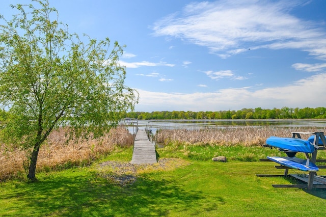 26042 Sunset Dr, Chisago City, MN 55013 - dock area with a water view and a forest view