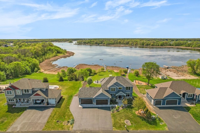 26042 Sunset Dr, Chisago City, MN 55013 - aerial view of property and surrounding area featuring a nearby body of water and a heavily wooded area