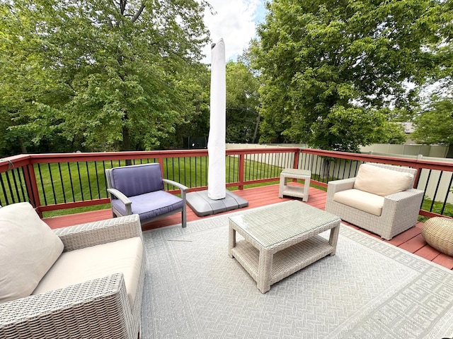 12224 Radisson Rd NE, Blaine, MN 55449 - wooden terrace with an outdoor hangout area and a yard