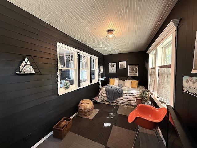 206 Oscar Ave N, Canby, MN 56220 - carpeted bedroom with wooden walls and wood ceiling