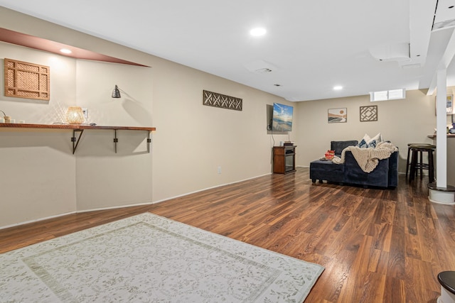 1391 Jefferson Ave, Saint Paul, MN 55105 - living area featuring dark wood-style flooring and recessed lighting