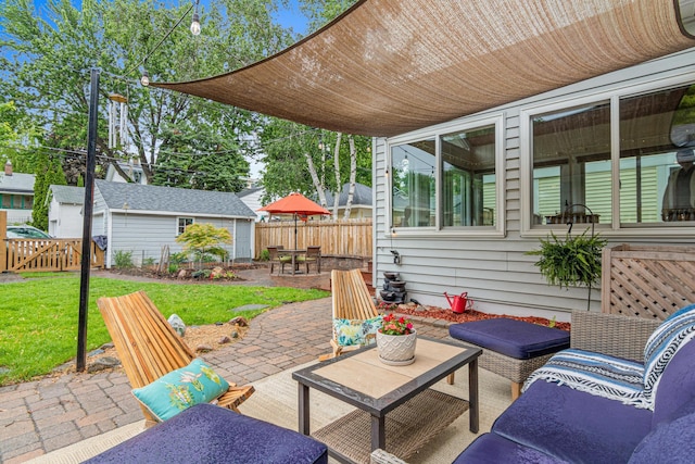 1391 Jefferson Ave, Saint Paul, MN 55105 - view of patio / terrace with an outdoor structure and outdoor lounge area