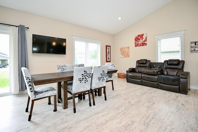 1160 21st St, Wabasha, MN 55981 - dining space with light wood-type flooring, lofted ceiling, healthy amount of natural light, recessed lighting, and baseboards