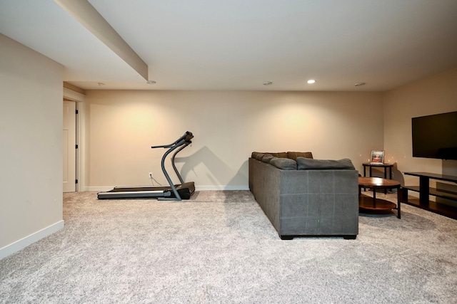 1160 21st St, Wabasha, MN 55981 - living room featuring carpet, baseboards, and recessed lighting