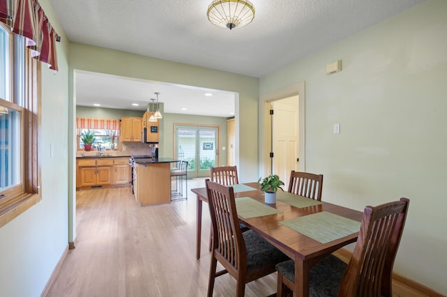 5136 16th Ave S, Minneapolis, MN 55417 - dining area with light wood finished floors, baseboards, and a textured ceiling