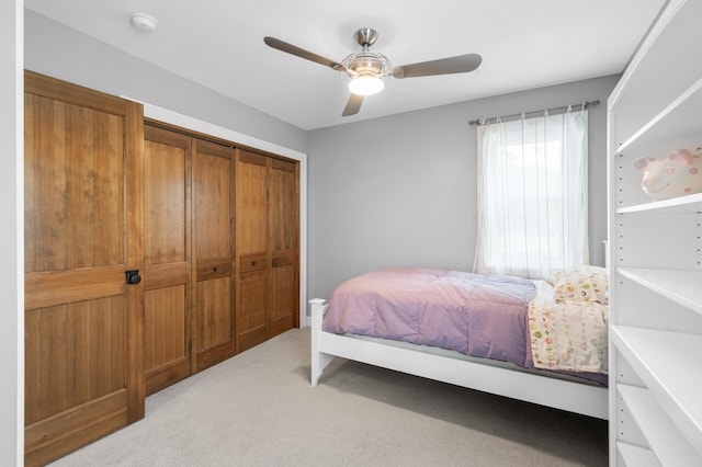 5136 16th Ave S, Minneapolis, MN 55417 - bedroom featuring light colored carpet, a closet, and ceiling fan