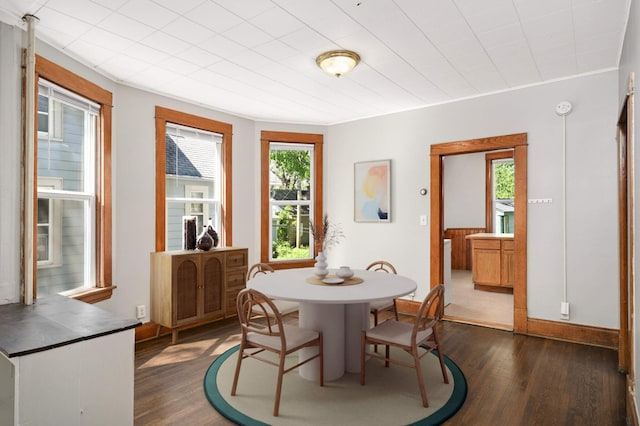 857 Oakdale Ave, Saint Paul, MN 55107 - dining space featuring dark wood-style flooring and baseboards