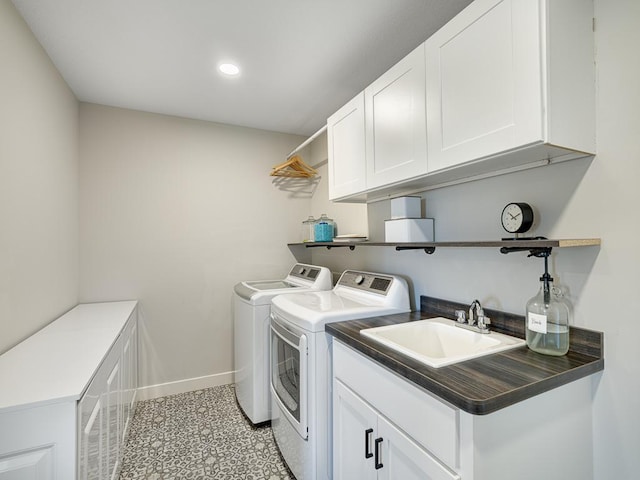 15441 110th Ave N, Dayton, MN 55369 - washroom featuring separate washer and dryer, baseboards, cabinet space, and recessed lighting