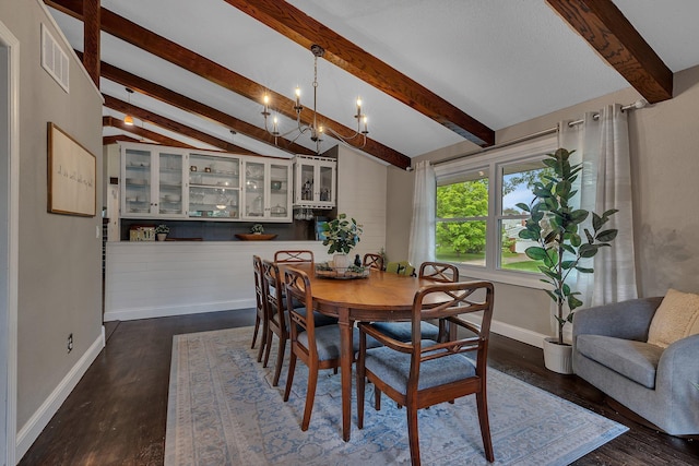 1276 13th Ave N, Saint Cloud, MN 56303 - dining area featuring baseboards, dark wood-style floors, and a chandelier