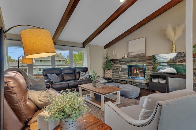 1276 13th Ave N, Saint Cloud, MN 56303 - living area featuring wood finished floors, healthy amount of natural light, and a fireplace