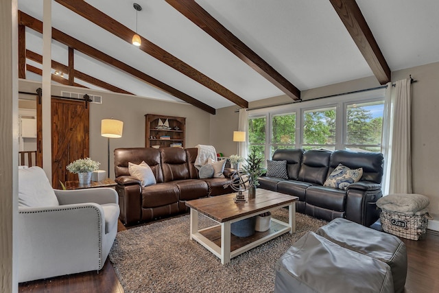 1276 13th Ave N, Saint Cloud, MN 56303 - living room with dark wood finished floors and a barn door