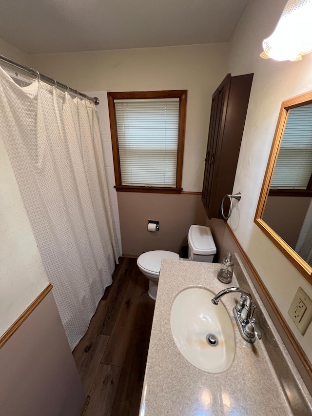 813 11th St N, Benson, MN 56215 - full bath featuring toilet, wood finished floors, and vanity
