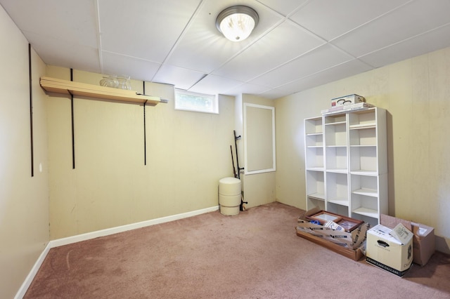 5851 Fairway Ln, Saint Cloud, MN 56303 - below grade area featuring carpet floors and a paneled ceiling
