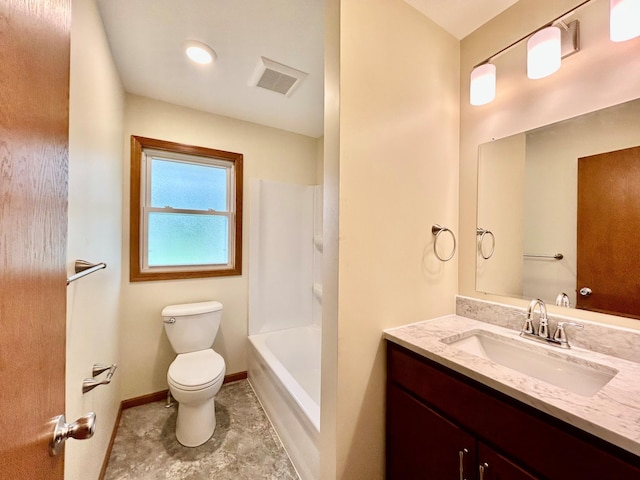 8212 15th Ave S, Bloomington, MN 55425 - full bathroom featuring toilet, vanity, baseboards, and washtub / shower combination