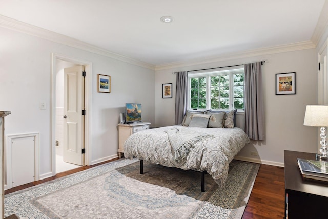 1150 Wyndmere Rd, Orono, MN 55391 - bedroom featuring crown molding, dark wood-style flooring, and baseboards