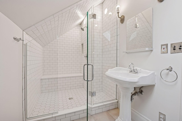 3252 Aldrich Ave S, Minneapolis, MN 55408 - bathroom featuring a shower stall and tile patterned floors