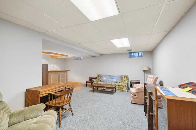 383 Elan Ct, Woodbury, MN 55125 - carpeted living area featuring a drop ceiling and a bar