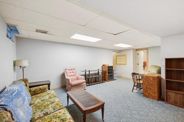 383 Elan Ct, Woodbury, MN 55125 - living area featuring a paneled ceiling, carpet flooring, and baseboards